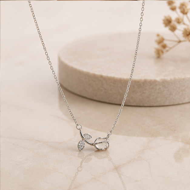 Horizontal Botanical Tulip Stem Pendant Necklace | MPS & Co.