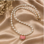 Enamel Tulip Heart Pearl Strand Necklace | MPS & Co.