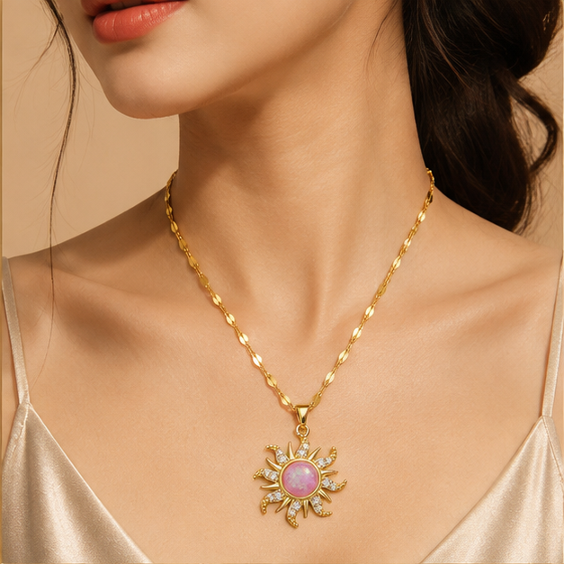 Celestial Crystal Sunburst Pendant Necklace | MPS & Co.