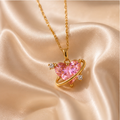 Pink Crystal Cosmic Heart Planet Pendant Necklace | MPS & Co.