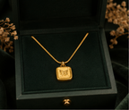 Vintage-Inspired Engraving Butterfly Square Pendant | MPS & Co.