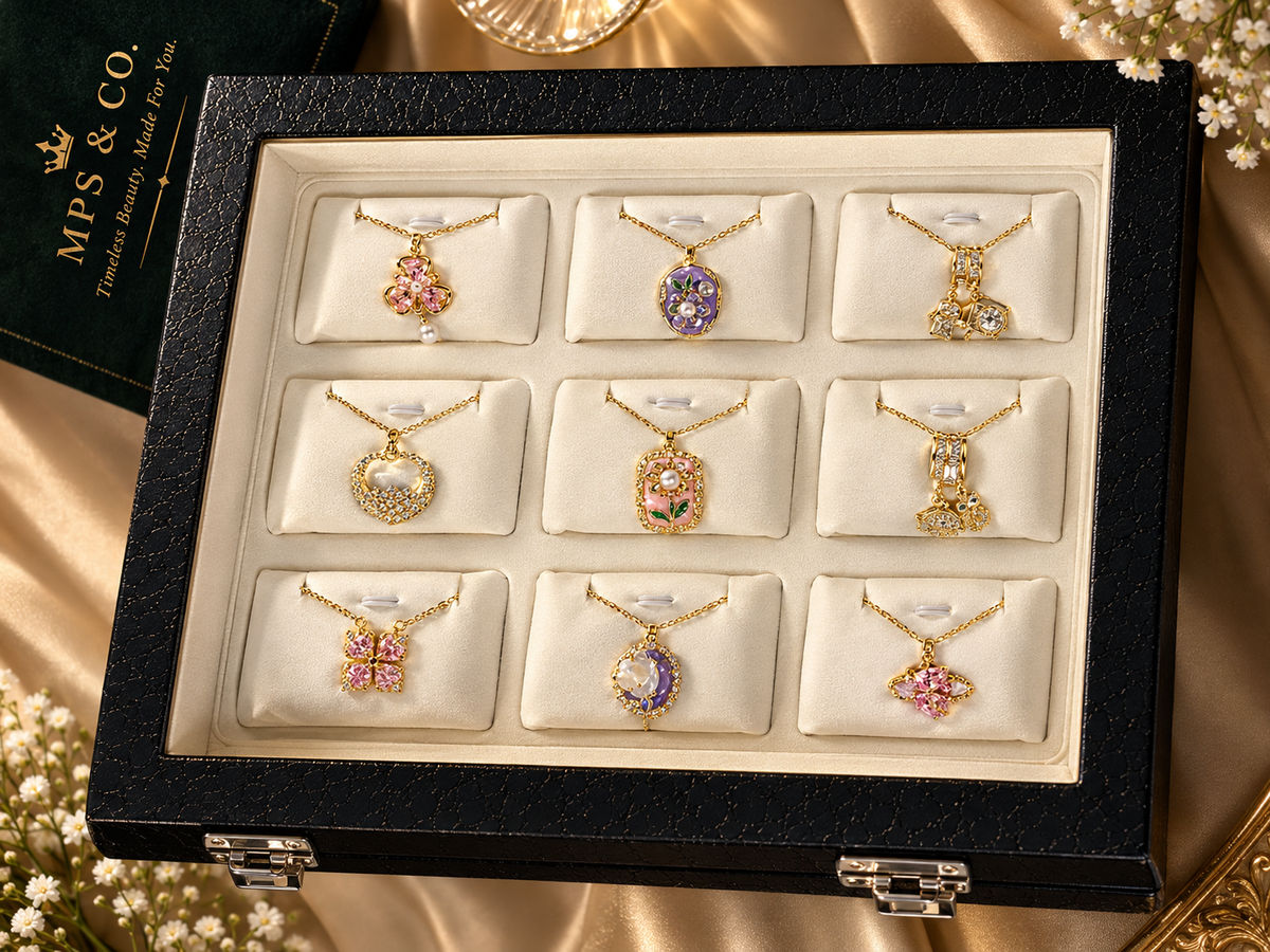Curated 9-Piece Pendant Necklace Collection Set with Luxury Display Box | MPS & Co.