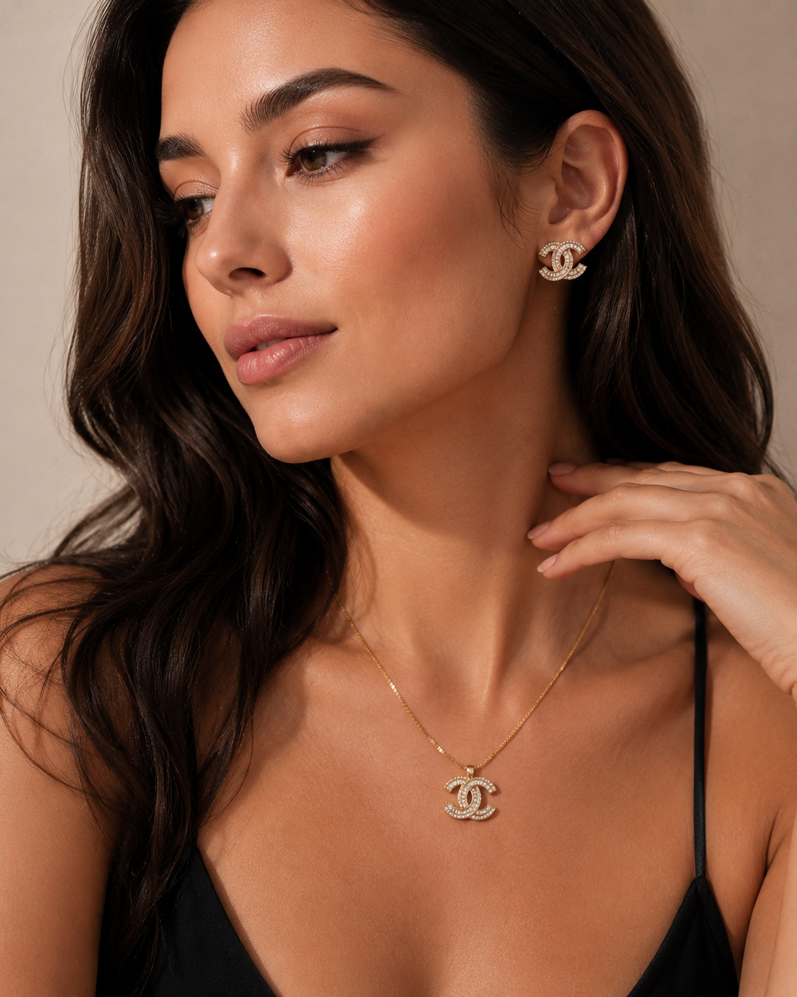 Iconic Monogram Crystal Embellished Pendant Set | MPS & Co.