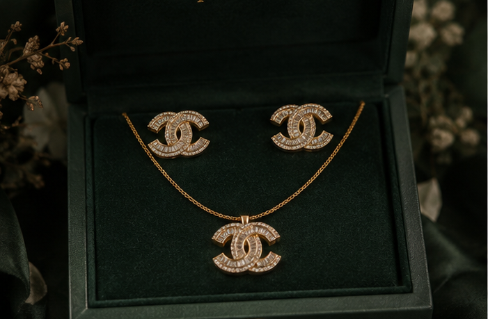 Iconic Monogram Crystal Embellished Pendant Set | MPS & Co.