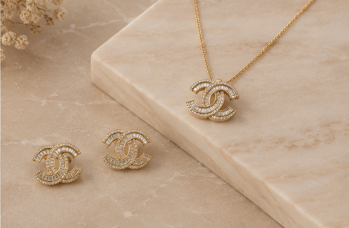 Iconic Monogram Crystal Embellished Pendant Set | MPS & Co.