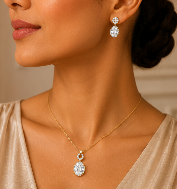 Classic Oval Solitaire Pendant Set | MPS & Co.