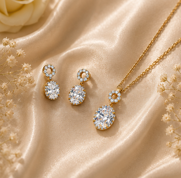 Classic Oval Solitaire Pendant Set | MPS & Co.