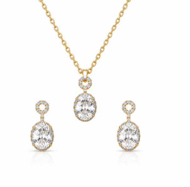 Classic Oval Solitaire Pendant Set | MPS & Co.