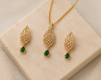 Emerald Drop Lattice Pendant Set