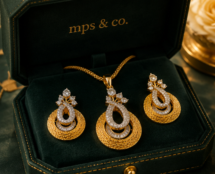 Golden Halo Teardrop Pendant Set