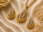 Golden Halo Teardrop Pendant Set