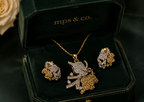 Two-Tone Floral Leaf Pendant Set