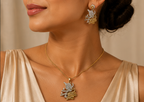 Two-Tone Floral Leaf Pendant Set