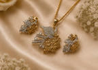 Two-Tone Floral Leaf Pendant Set