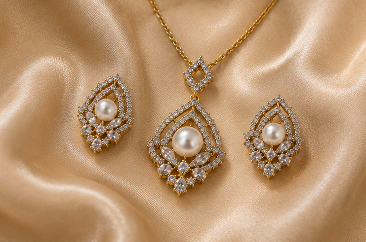Signature Marquise Lattice Pendant Set