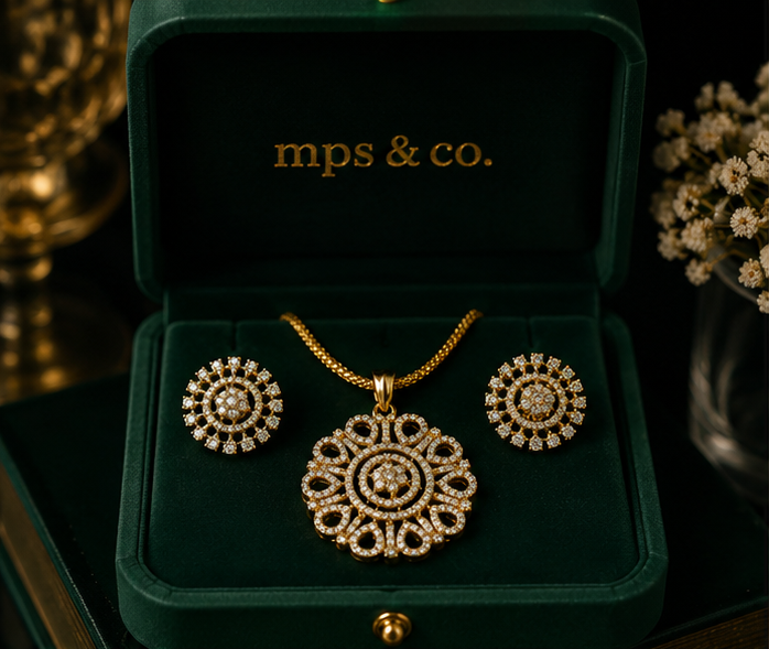Radiant Bloom Gold-Plated Pendant Set