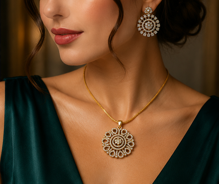 Radiant Bloom Gold-Plated Pendant Set
