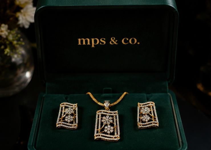 Diamond Bloom Pendant Set