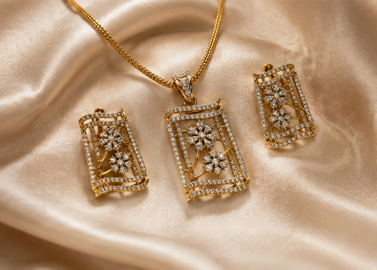 Diamond Bloom Pendant Set