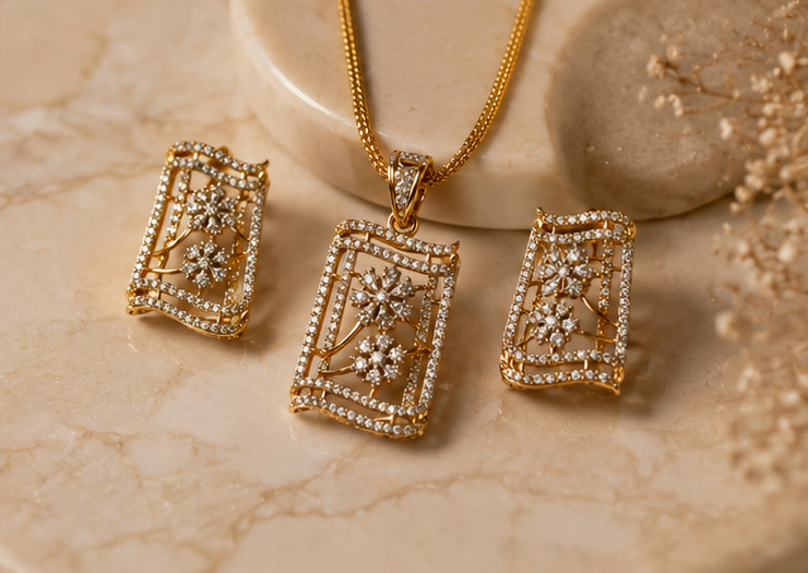 Diamond Bloom Pendant Set
