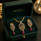 Ruby Cascade Pendant Set