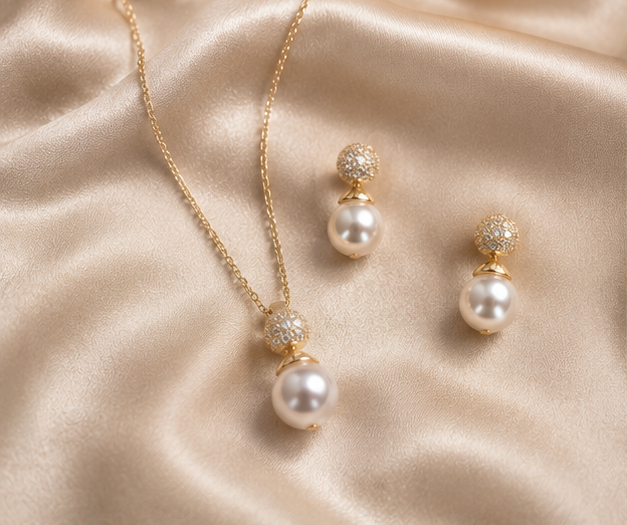Majestic Pearl and Pave Sphere Drop Pendant Set | MPS & Co.