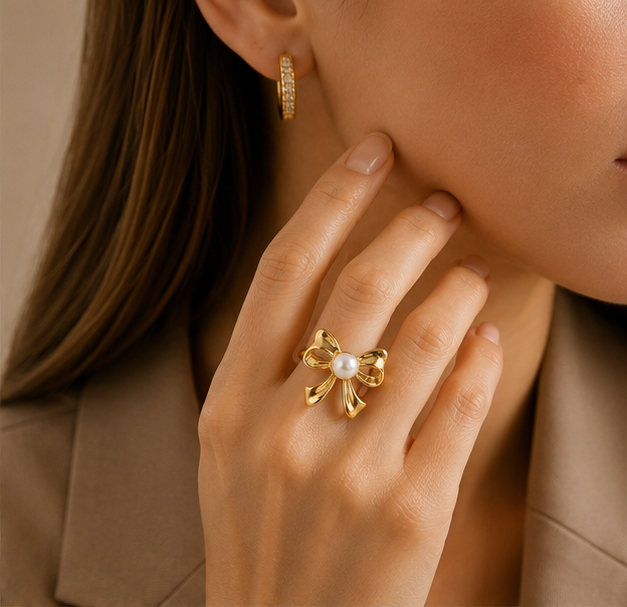 Elegant Pearl Accent Bow Ring | MPS & Co.