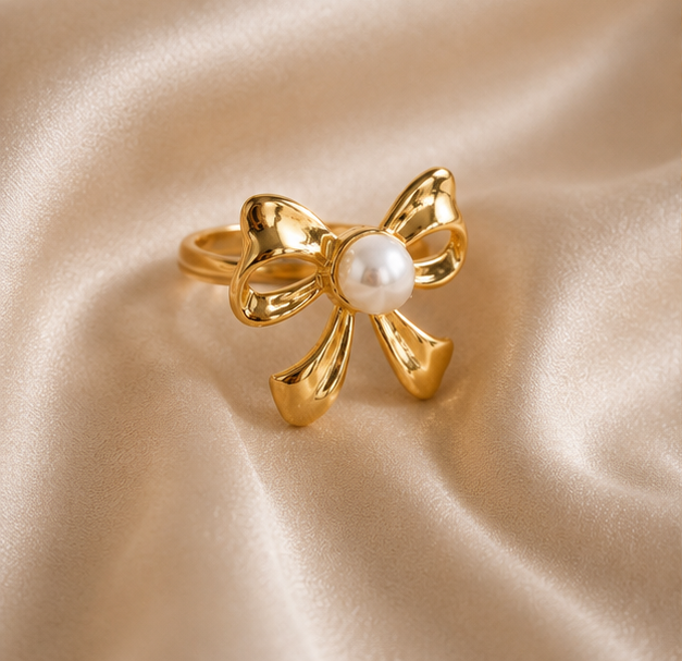 Elegant Pearl Accent Bow Ring | MPS & Co.