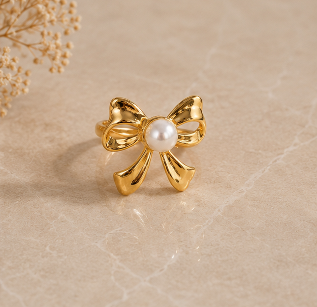 Elegant Pearl Accent Bow Ring | MPS & Co.