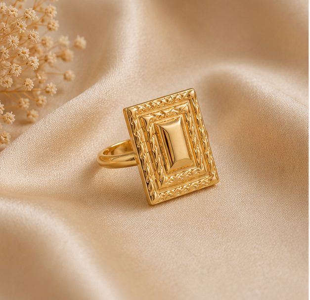 Geometric Tiered Beveled Rectangle Ring | MPS & Co.