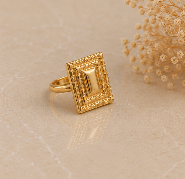 Geometric Tiered Beveled Rectangle Ring | MPS & Co.