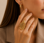 Intricate Textured Fluted Leaf Ring | MPS & Co.