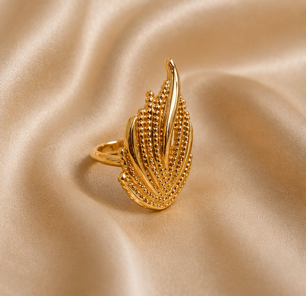 Intricate Textured Fluted Leaf Ring | MPS & Co.