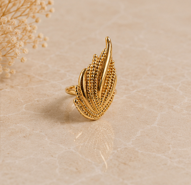 Intricate Textured Fluted Leaf Ring | MPS & Co.
