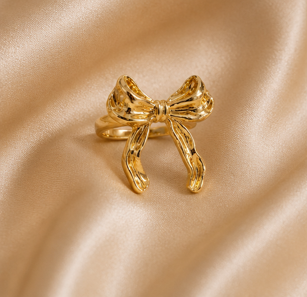 Sculpted Textured Metallic Bow Ring | MPS & Co.