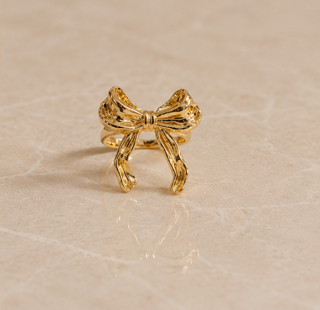 Sculpted Textured Metallic Bow Ring | MPS & Co.