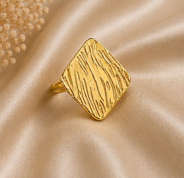 Bark-Textured Organic Diamond Plate Ring | MPS & Co.