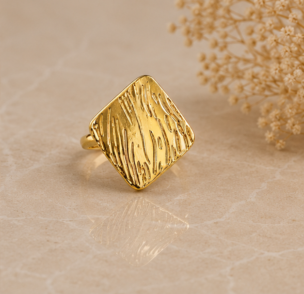 Bark-Textured Organic Diamond Plate Ring | MPS & Co.