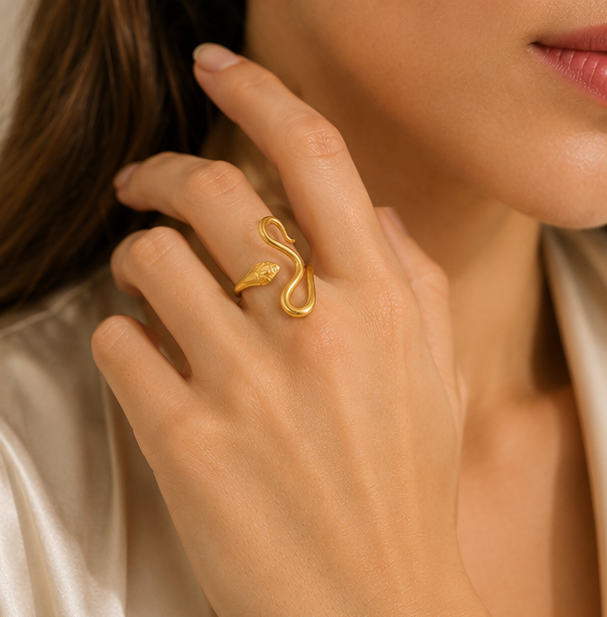 Serpentine Wave Adjustable Gold Ring | MPS & Co.