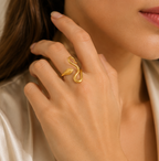 Serpentine Wave Adjustable Gold Ring | MPS & Co.