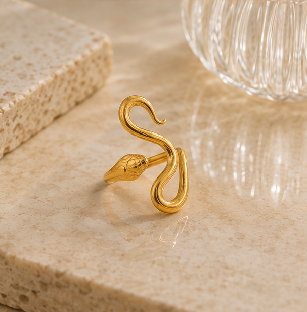 Serpentine Wave Adjustable Gold Ring | MPS & Co.