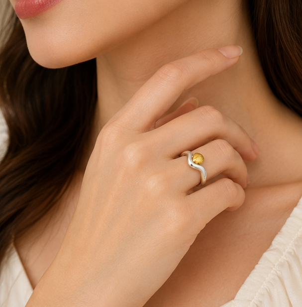 Two-Tone Scalloped Wave Shell Ring | MPS & Co.
