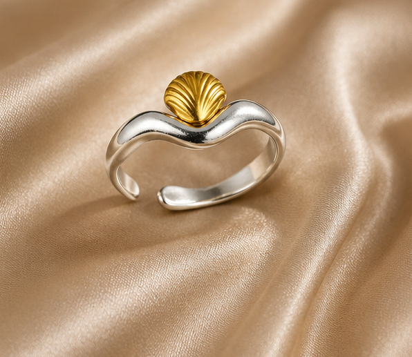 Two-Tone Scalloped Wave Shell Ring | MPS & Co.