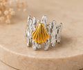 Two-Tone Scallop Shell Textured Wide Ring | MPS & Co.