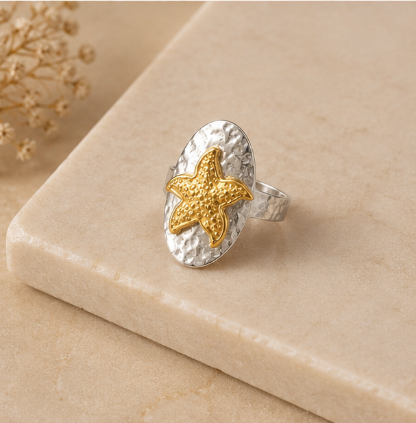 Two-Tone Starfish Oval Statement Ring | MPS & Co.