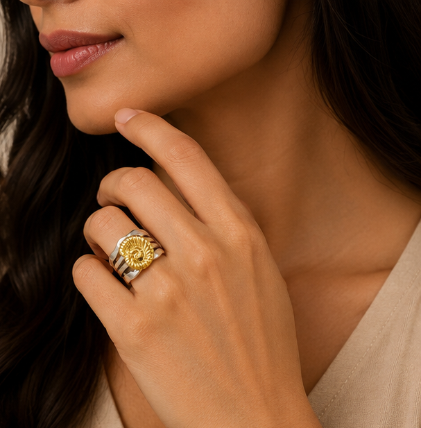 Two-Tone Spiral Nautilus Wave Ring | MPS & Co.