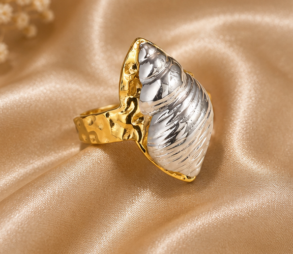 Two-Tone Sculpted Conch Shell Ring | MPS & Co.