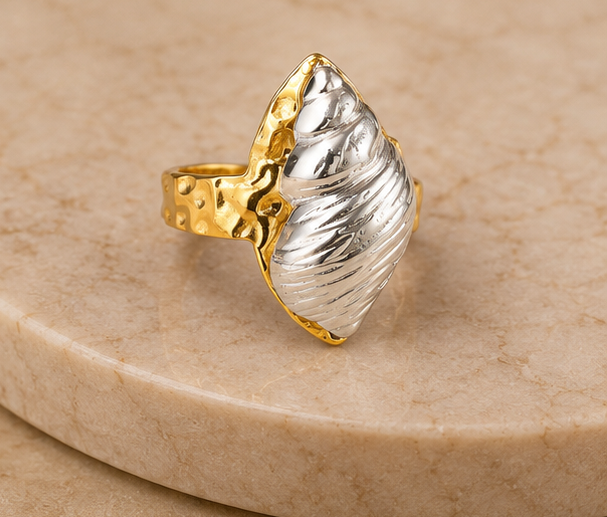 Two-Tone Sculpted Conch Shell Ring | MPS & Co.