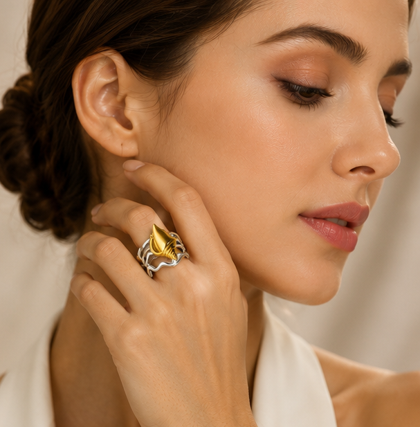 Two-Tone Ocean Shell Multi-Band Ring | MPS & Co.
