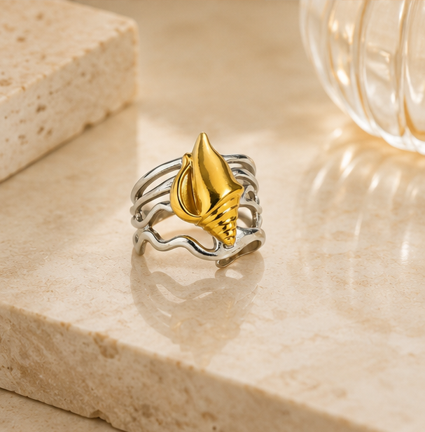 Two-Tone Ocean Shell Multi-Band Ring | MPS & Co.